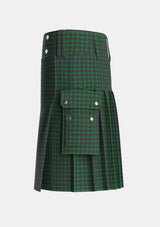 Utility_Elphinstone_Tartan_115_kilt_left_image_with_pleated_design_and_adjustable_buckles_for_men