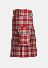 Utility_Erskine_Red_Tartan_1700_kilt_left_image_with_pleated_design_and_adjustable_buckles_for_men