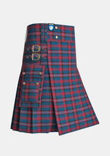 Utility_Evans_tartan_5732_kilt_side_image_with_pleated_design_and_adjustable_buckles_for_men