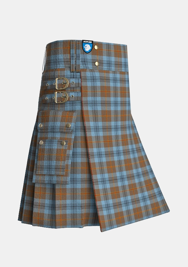 Utility_Falkirk_Tartan_2347_kilt_side_image_with_pleated_design_and_adjustable_buckles_for_men