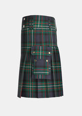 Utility_Farquharson_Modern_Tartan_kilt_left_image_with_pleated_design_and_adjustable_buckles_for_men