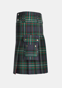 Utility_Farquharson_Modern_Tartan_kilt_left_image_with_pleated_design_and_adjustable_buckles_for_men