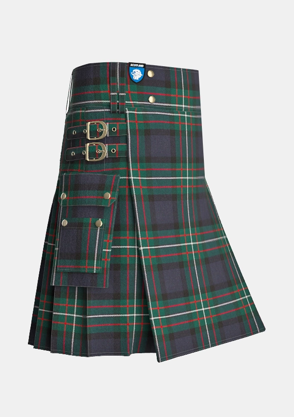 Utility_Farquharson_Modern_Tartan_kilt_side_image_with_pleated_design_and_adjustable_buckles_for_men