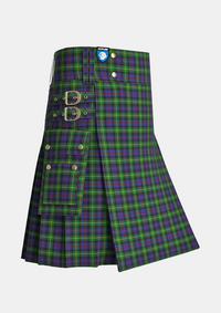 Utility_Farquharson_Tartan_1352_kilt_side_image_with_pleated_design_and_adjustable_buckles_for_men