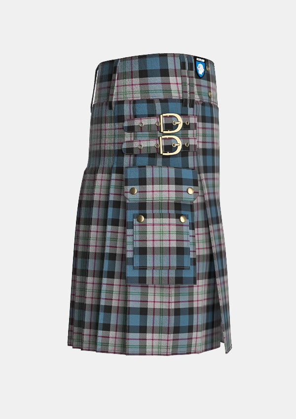 Utility_Ferguson_Dress_Tartan_92_kilt_right_image_with_pleated_design_and_adjustable_buckles_for_men