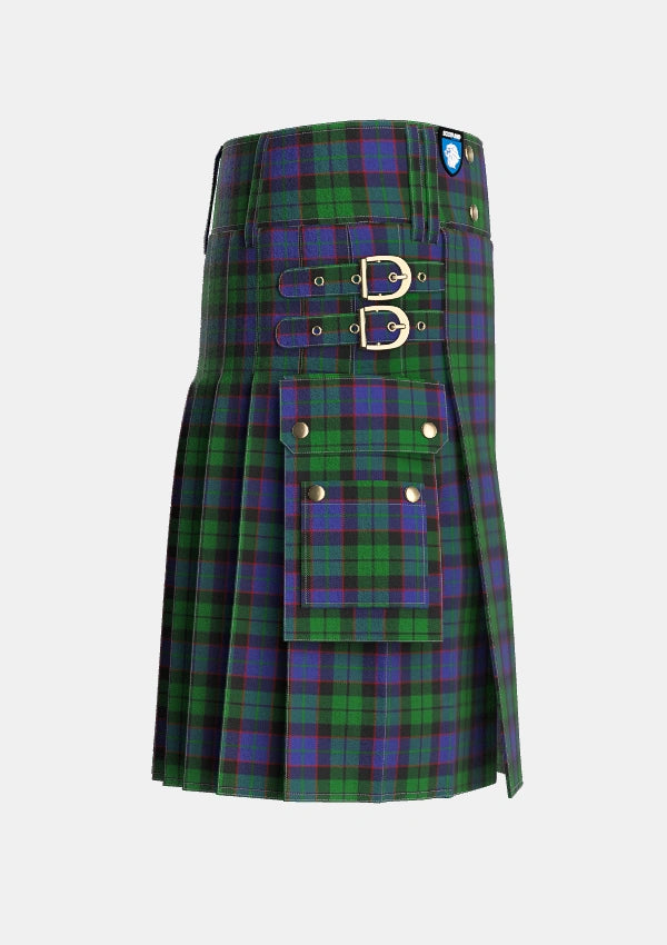 Utility_Ferguson_of_Balquhidder_Tartan_738_kilt_right_image_with_pleated_design_and_adjustable_buckles_for_men