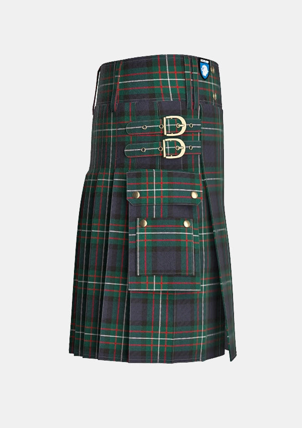 Utility_Ferguson_tartan_kilt_right_image_with_pleated_design_and_adjustable_buckles_for_men