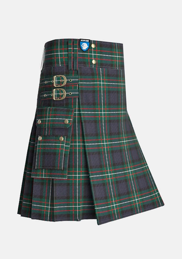 Utility_Ferguson_tartan_kilt_side_image_with_pleated_design_and_adjustable_buckles_for_men
