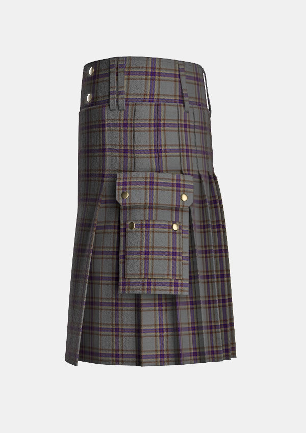 Utility_Fermanagh_Tartan_3408_kilt_left_image_with_pleated_design_and_adjustable_buckles_for_men