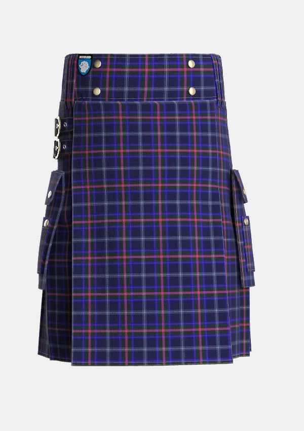 Utility_Fitzgerald_Hunting_Tartan_1336_kilt_front_image_with_pleated_design_and_adjustable_buckles_for_men