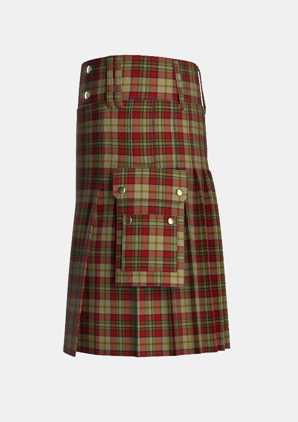 Utility_Fitzsimmons_Red_Tartan_6808_kilt_left_image_with_pleated_design_and_adjustable_buckles_for_men