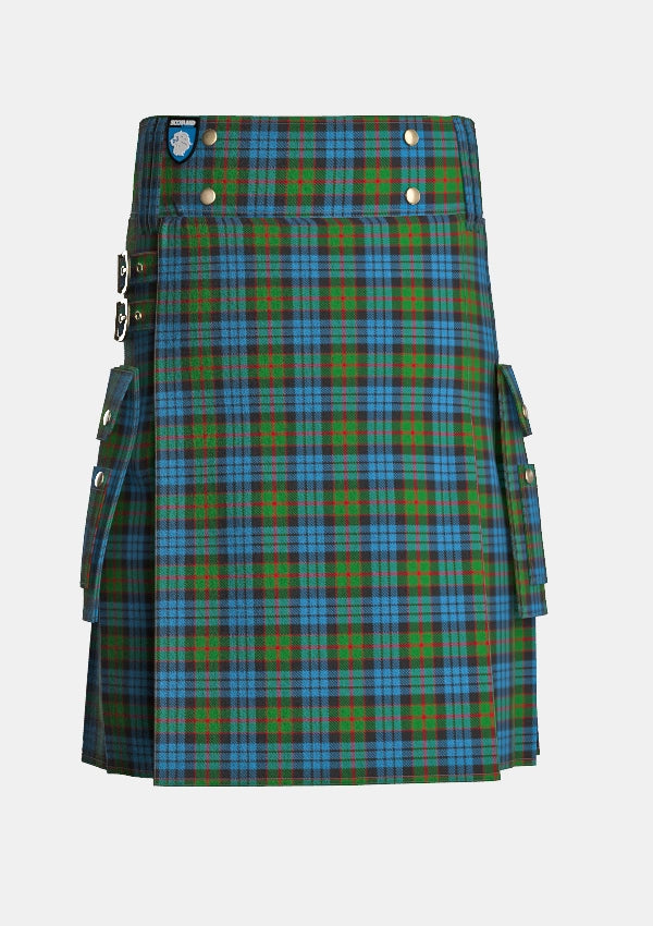 Utility_Fletcher_tartan_272_kilt_front_image_with_pleated_design_and_adjustable_buckles_for_men