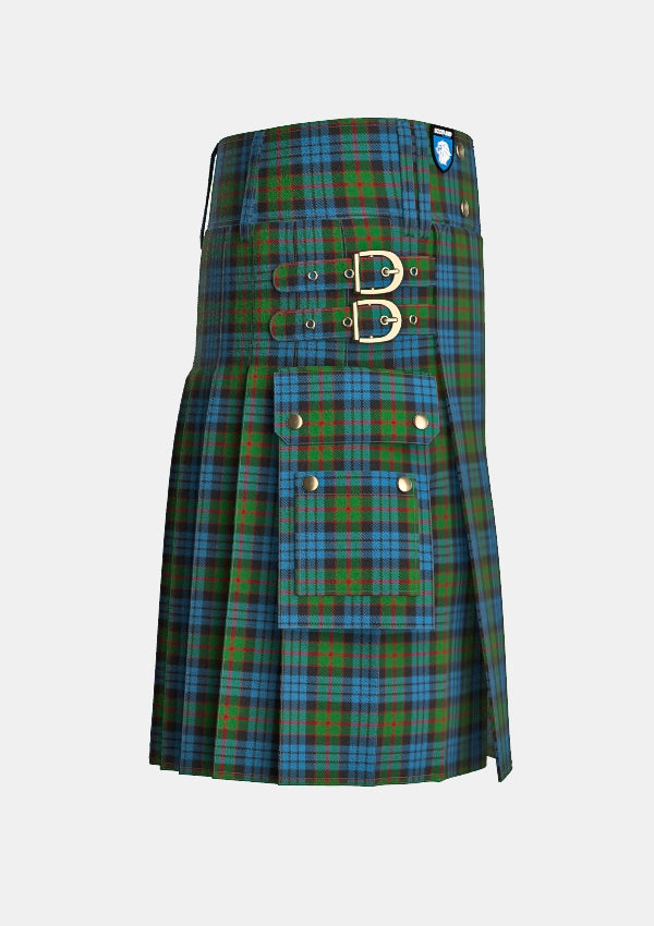 Utility_Fletcher_tartan_272_kilt_right_image_with_pleated_design_and_adjustable_buckles_for_men