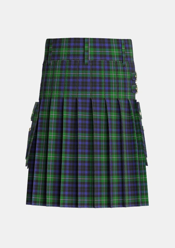Utility_Forbes_Ancient_Tartan_212_kilt_back_image_with_pleated_design_and_adjustable_buckles_for_men