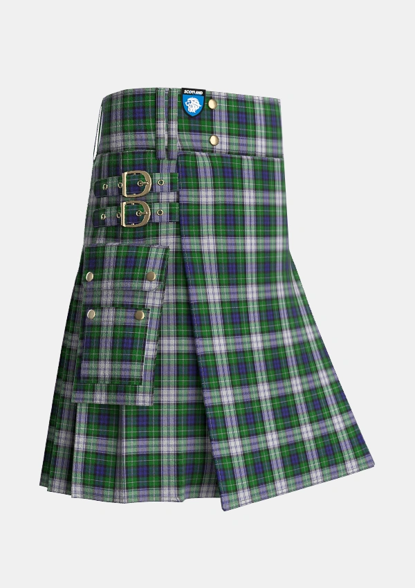 Utility_Forbes_Dress_Tartan_293_kilt_side_image_with_pleated_design_and_adjustable_buckles_for_men