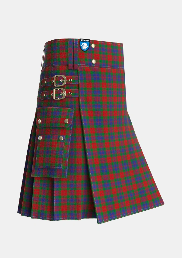 Utility_Fraser_1800_Tartan_392_kilt_side_image_with_pleated_design_and_adjustable_buckles_for_men