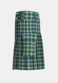 Utility_Fraser_Arisaid_Tartan_615_kilt_left_image_with_pleated_design_and_adjustable_buckles_for_men