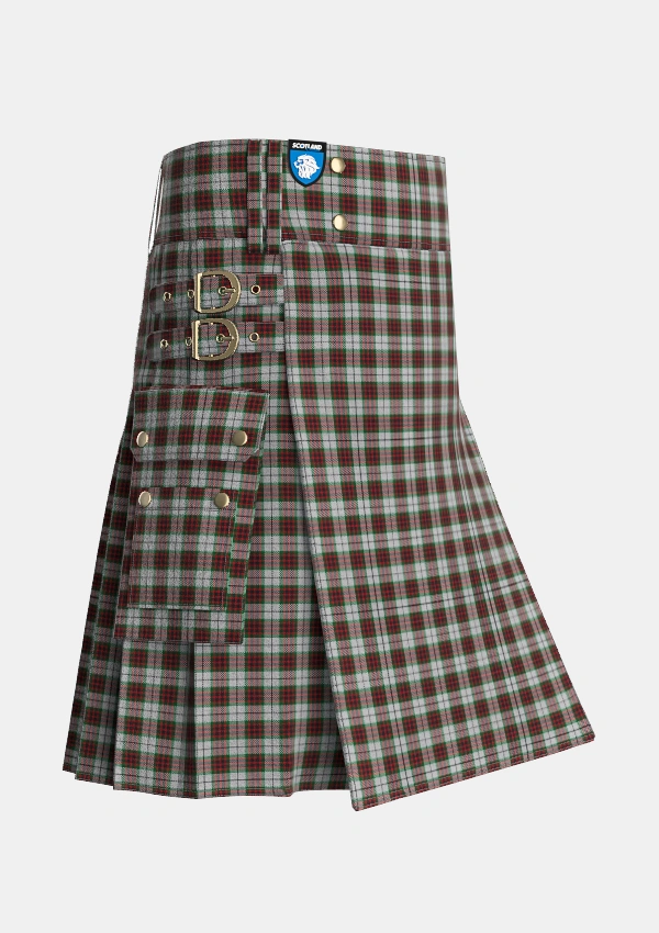 Utility_Fraser_Dress_Tartan_1228_kilt_side_image_with_pleated_design_and_adjustable_buckles_for_men