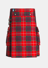 Utility_Fraser_Red_Modern_Tartan_kilt_front_image_with_pleated_design_and_adjustable_buckles_for_men