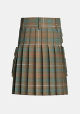 Utility_Fraser_Weathered_Tartan_kilt_back_image_with_pleated_design_and_adjustable_buckles_for_men