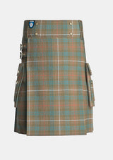 Utility_Fraser_Weathered_Tartan_kilt_front_image_with_pleated_design_and_adjustable_buckles_for_men