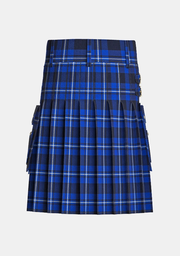 Utility_Gallaecia_National_Tartan_kilt_back_image_with_pleated_design_and_adjustable_buckles_for_men