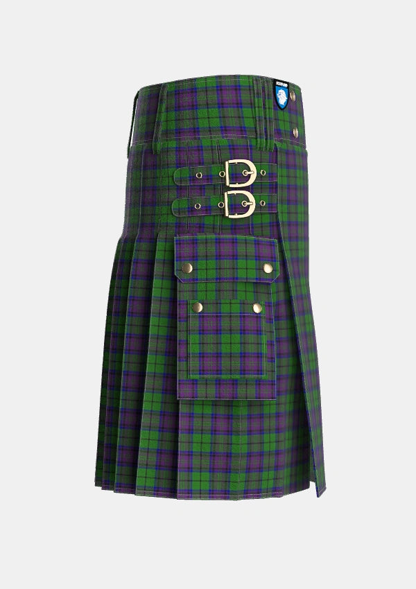 Utility_Gary_Garry_Personal_Tartan_4189_kilt_right_image_with_pleated_design_and_adjustable_buckles_for_men