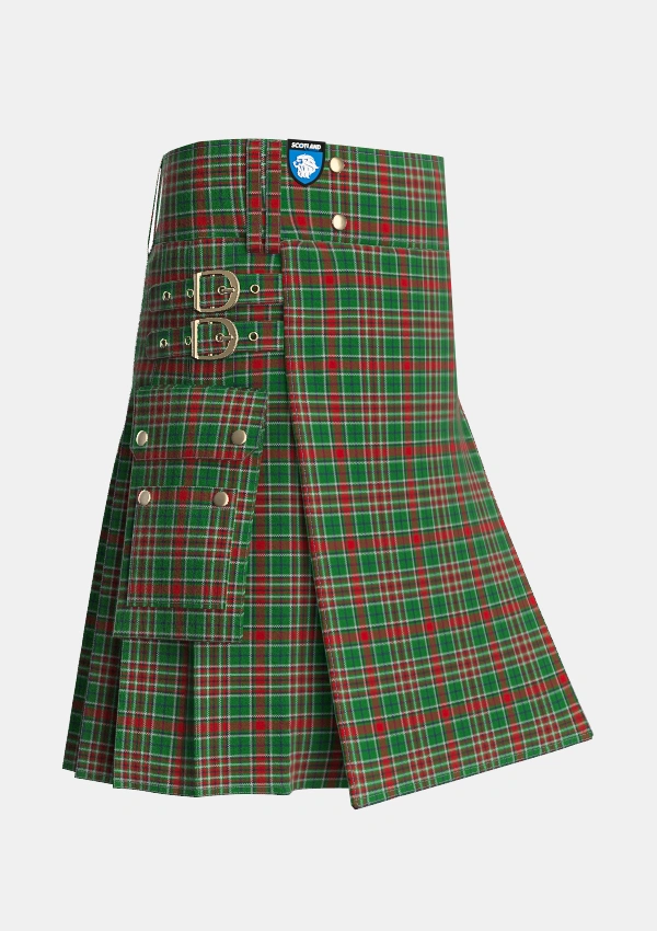 Utility_Gayre_Bodyguard_2_Tartan_1154_kilt_side_image_with_pleated_design_and_adjustable_buckles_for_men