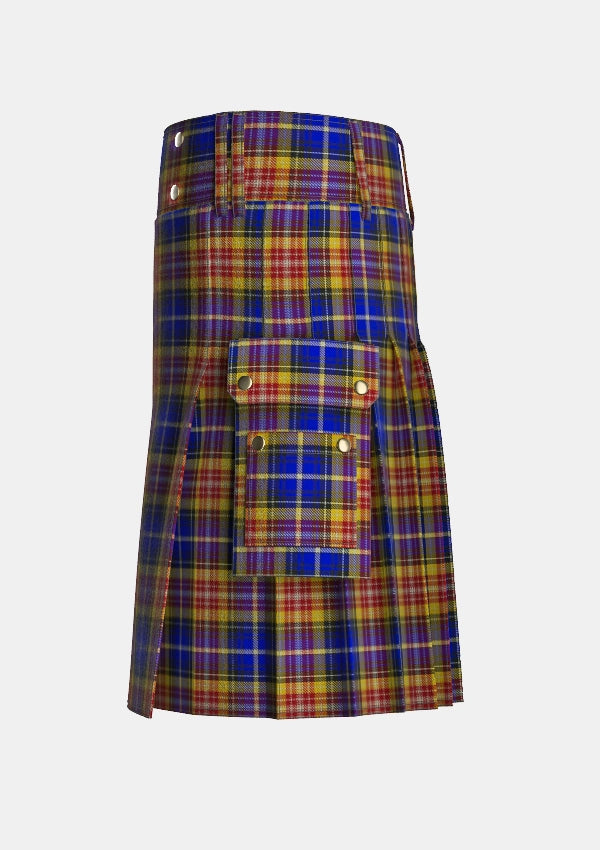 Utility_German_Tartan_3190_kilt_left_image_with_pleated_design_and_adjustable_buckles_for_men