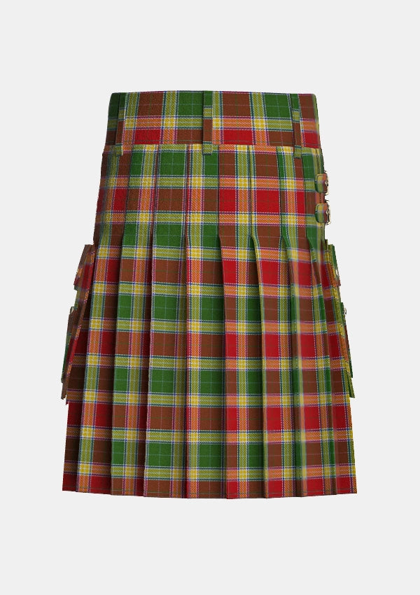 Utility_Gibson_tartan_2164_kilt_back_image_with_pleated_design_and_adjustable_buckles_for_men