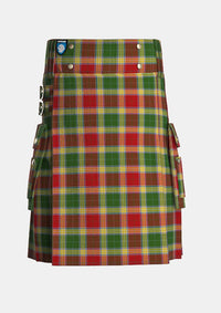 Utility_Gibson_tartan_2164_kilt_front_image_with_pleated_design_and_adjustable_buckles_for_men