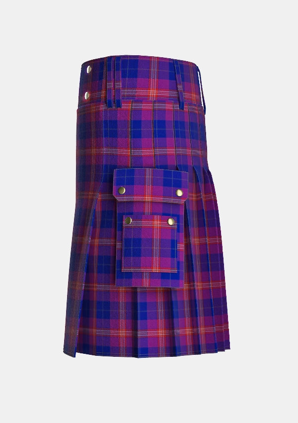 Utility_Gill_Anil_Tartan_11496_kilt_left_image_with_pleated_design_and_adjustable_buckles_for_men