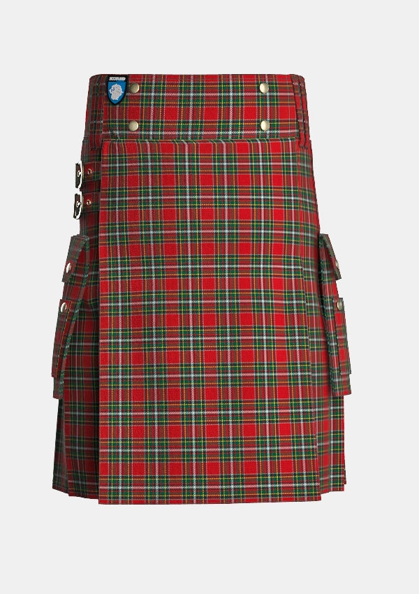 Utility_Gillespie_Tartan_1361_kilt_front_image_with_pleated_design_and_adjustable_buckles_for_men