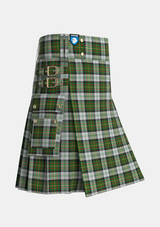 Utility_Gillies_Dress_Green_Tartan_638_kilt_side_image_with_pleated_design_and_adjustable_buckles_for_men