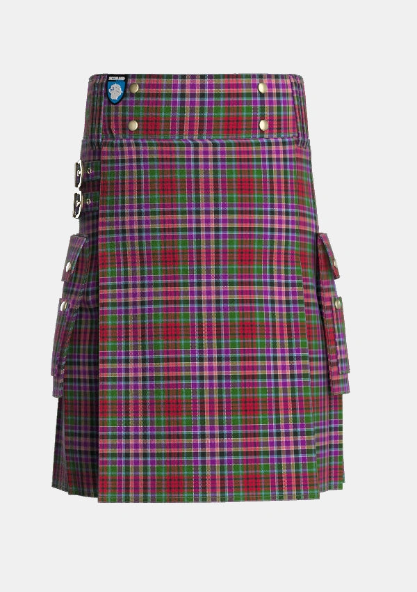 Utility_Gordon_Red_Tartan_652_kilt_front_image_with_pleated_design_and_adjustable_buckles_for_men
