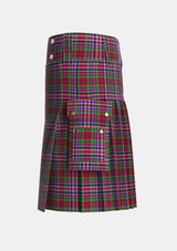 Utility_Gordon_Red_Tartan_652_kilt_left_image_with_pleated_design_and_adjustable_buckles_for_men