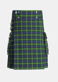 Utility_Gordon_of_Esselmont_Tartan_215_kilt_front_image_with_pleated_design_and_adjustable_buckles_for_men