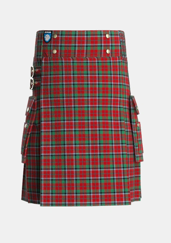 Utility_Graham_Red_Tartan_5090_kilt_front_image_with_pleated_design_and_adjustable_buckles_for_men