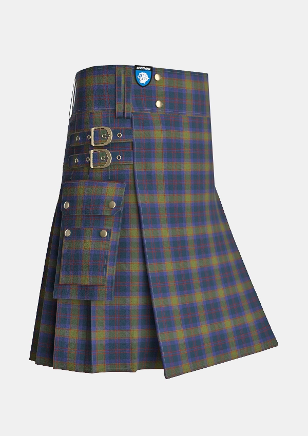 Utility_Grampian_Tartan_2151_kilt_side_image_with_pleated_design_and_adjustable_buckles_for_men