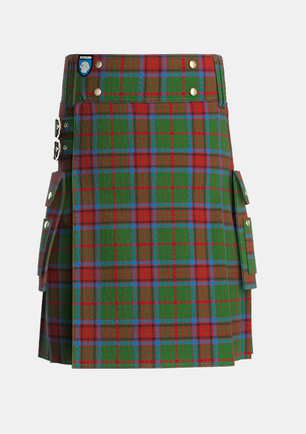Utility_Grant_of_Monymusk_Tartan_1497_kilt_front_image_with_pleated_design_and_adjustable_buckles_for_men