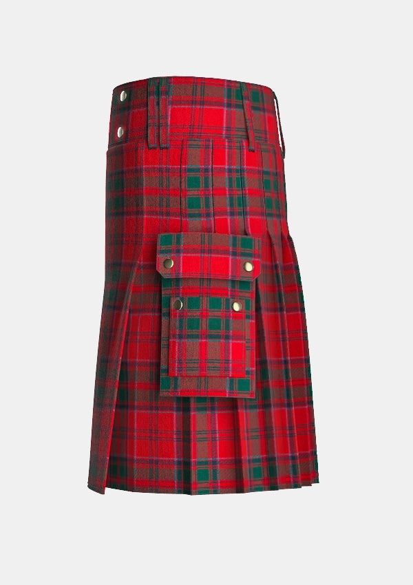 Utility_Grant_tartan_1384_kilt_left_image_with_pleated_design_and_adjustable_buckles_for_men