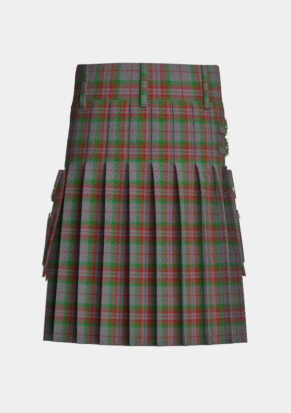 Utility_Gray_Tartan_2148_kilt_back_image_with_pleated_design_and_adjustable_buckles_for_men