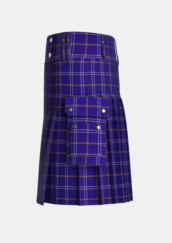 Utility_Greenock_Morton_Football_Club_Tartan_7467_kilt_left_image_with_pleated_design_and_adjustable_buckles_for_men