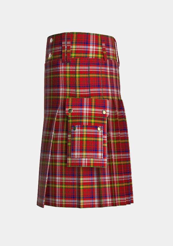 Utility_Griffiths_John_Tartan_12980_kilt_left_image_with_pleated_design_and_adjustable_buckles_for_men
