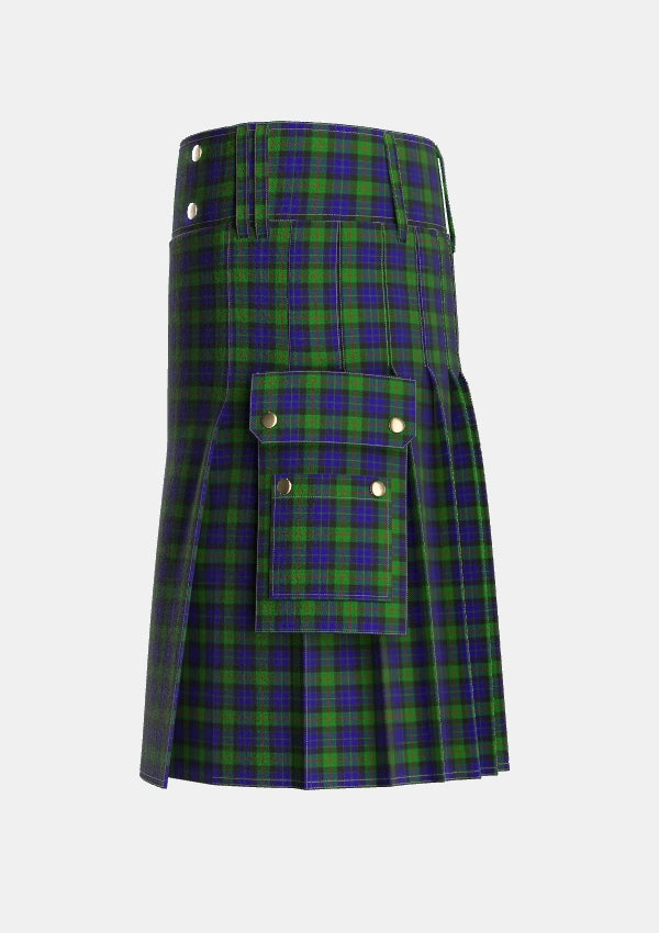 Utility_Gunn_2_Tartan_708_kilt_left_image_with_pleated_design_and_adjustable_buckles_for_men