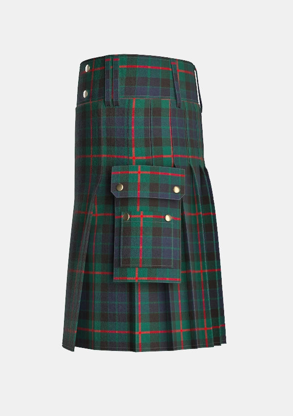 Utility_Gunn_Modern_Tartan_kilt_left_image_with_pleated_design_and_adjustable_buckles_for_men