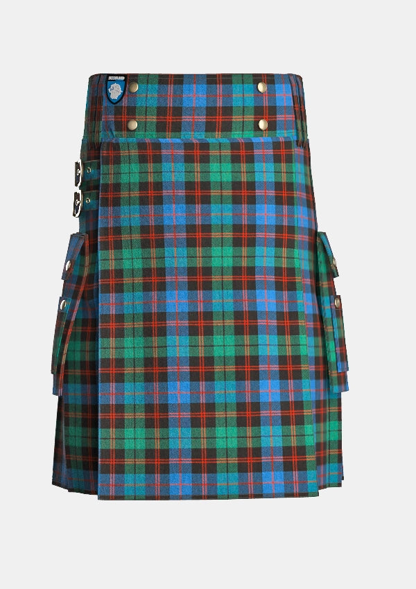 Utility_Guthrie_Tartan_kilt_front_image_with_pleated_design_and_adjustable_buckles_for_men