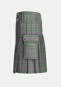 Utility_Halliday_Tartan_7552_kilt_left_image_with_pleated_design_and_adjustable_buckles_for_men