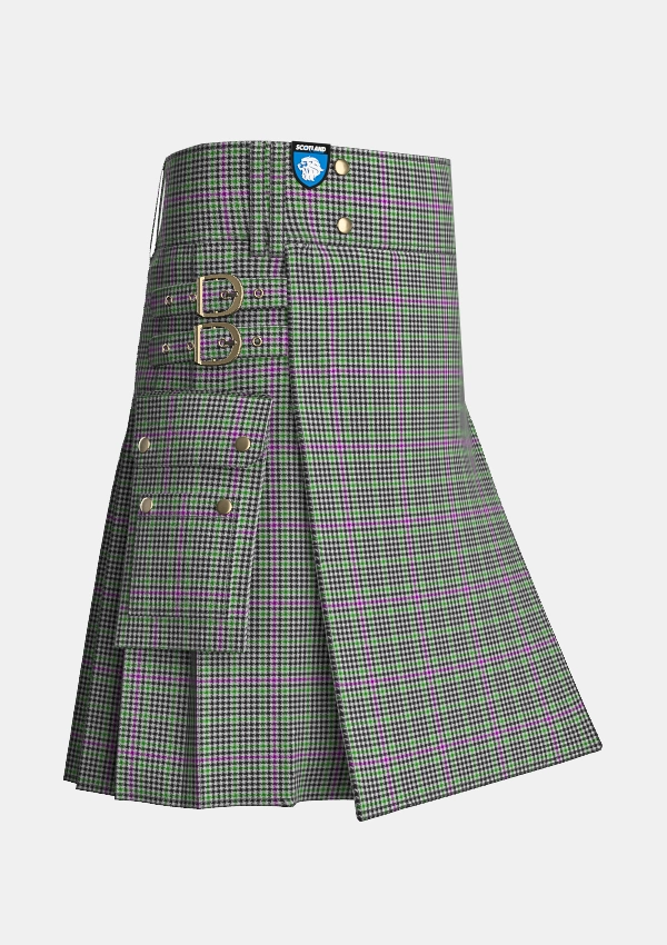 Utility_Halliday_Tartan_7552_kilt_side_image_with_pleated_design_and_adjustable_buckles_for_men