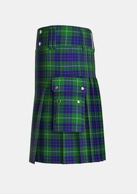 Utility_Hamilton_Green_Hunting_Tartan_139_kilt_left_image_with_pleated_design_and_adjustable_buckles_for_men